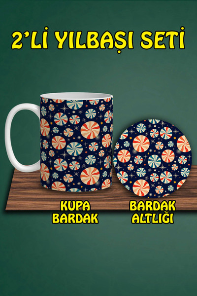 HobiShop Christmas Themed Mug and Coaster Set