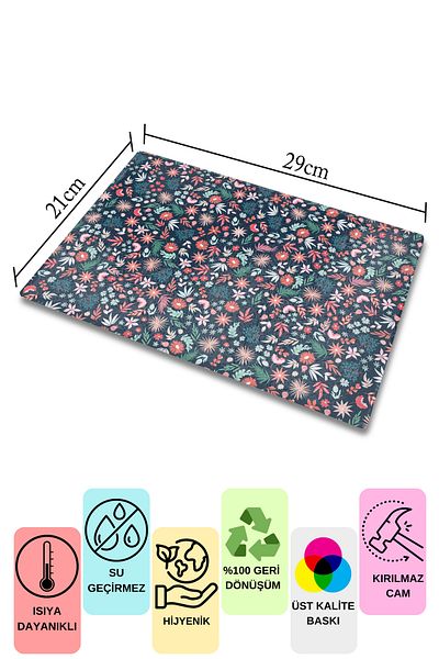 Postifull Cutting Board, Thick and Unbreakable Glass, Colorful Botanical Flower Printed - 21*30cm, Chopping Board