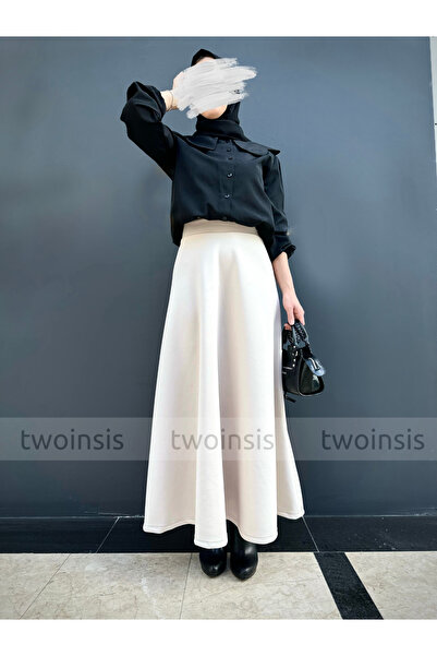 two in sis Scuba Long Flared Skirt Puff Scuba Flared Skirt Long Scuba Skirt Hijab Scuba Skirt