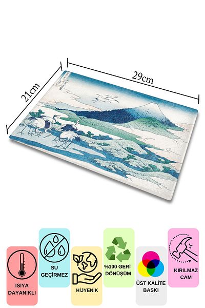 Postifull Cutting Board, Printed on Thick and Unbreakable Glass - Hokusai Artwork Printed - 21*30cm, Chopping Board