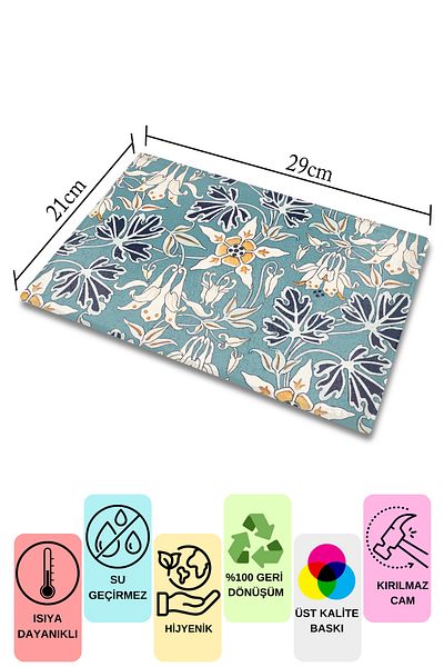 Postifull Cutting Board, Thick and Unbreakable Glass, Colorful Botanical Flower Printed - 21*30cm, Chopping Board