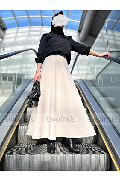 two in sis Scuba Long Flared Skirt Puff Scuba Flared Skirt Long Scuba Skirt Hijab Scuba Skirt