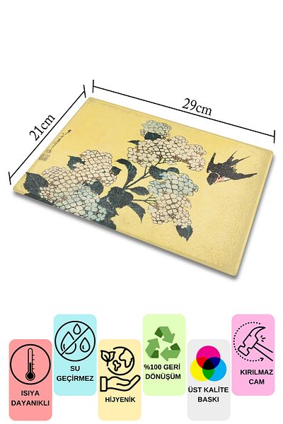 Postifull Cutting Board, Printed on Thick and Unbreakable Glass - Hokusai Artwork Printed - 21*30cm, Chopping Board
