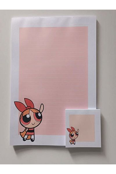 EyER Shoping Powerpuff Girls a4 Μεγάλο Μέγεθος και Τετράγωνο Μικρό Μέγεθος 2 τμχ Σημειωματάριο Αποσπώμενο Κόλλα Ροζ