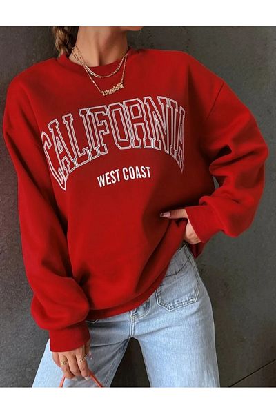 Lumestra Унисекс суитшърт с 3 нишки и щампа California Oversize