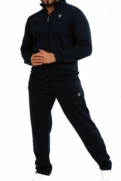 Marco Ferry Navy Blue Men's Front Zippered 3 Thread Rose Gold Winter Plus Size Tracksuit EDY201501B-LCV
