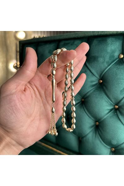 dergah tesbih Pencil Workmanship Premium Design 14 Carat Gold Rosary