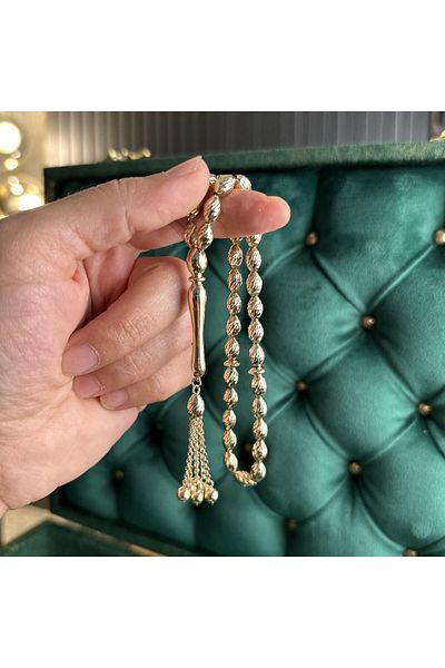 dergah tesbih Pencil Workmanship Premium Design 14 Carat Gold Rosary