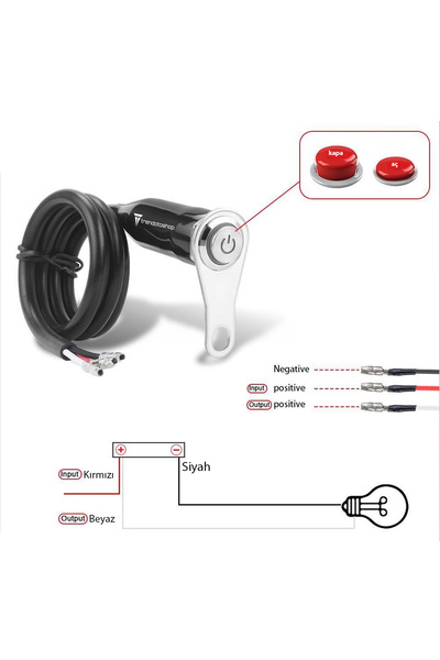 C9 Universal Motosiklet Işıklı Açma Kapama Düğmesi Gidon Bağlantılı Akıllı Aç Kapa Tuşu