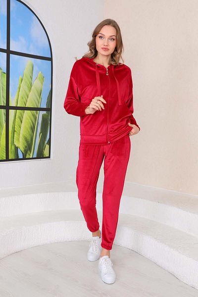 WestBound Women's RED Plush Velvet Double Set