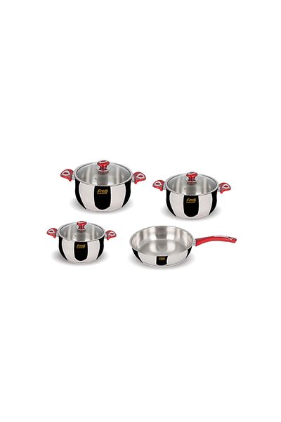 FMS 6001 Ideal 7 Piece Steel Pot Set Red