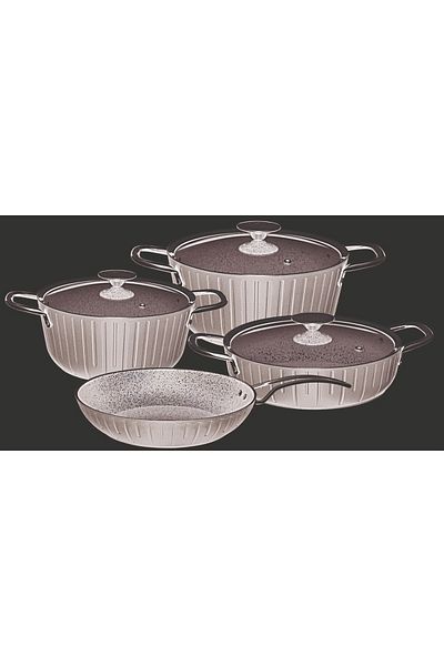 FMS G5021 Nadide 7 Piece Granite Cookware Set Black