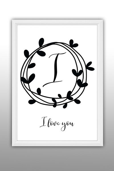 Bytwo I love you - Cadru decorativ ilustrat a3 - Pictură albă 30x40 - 816