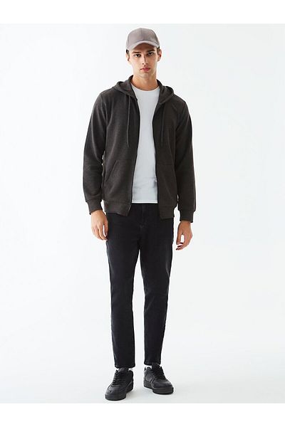 Ltb Ζακέτα με κουκούλα με φερμουάρ Basic Anthracite