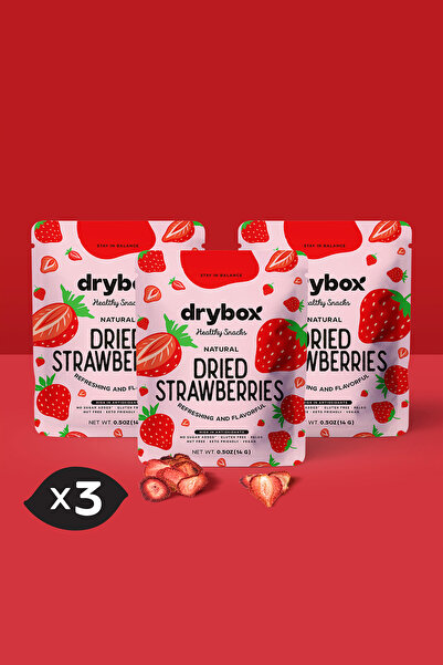 DRYBOX Strawberries 3X14G – Oven-Dried, No Added Sugar, Natural Fruit Snack