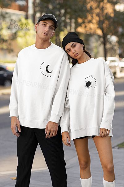 Pear Wear Live Love Printed Unisex 3 Thread Raised Lover Set Oversize φούτερ 2 τεμαχίων