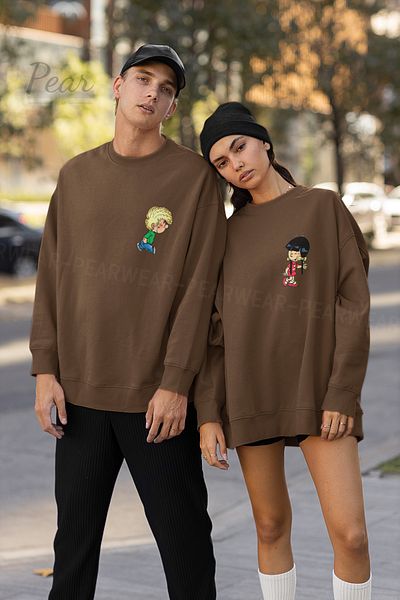 Pear Wear Cedric Chen Printed Couple Hoodie Unisex Oversize Lover Σετ φούτερ 2 τεμαχίων