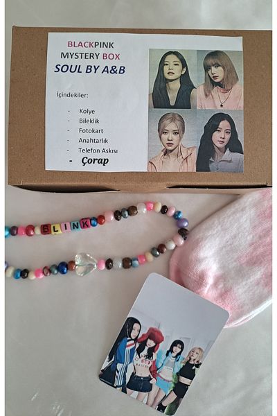 SOUL BY A&B Blackpink Box Mystery Box Lisa Jennie Jisoo Rose قلادة سوار سلسلة مفاتيح جوارب