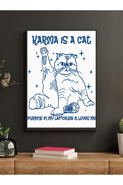 Cemira Karma este un tablou de decorare a peretelui Cat Taylor Swift, panou din lemn