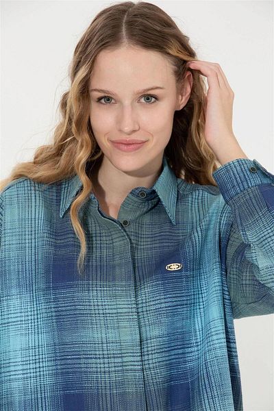 U.S. Polo Assn. قميص نسائي أخضر طويل الأكمام ELİFSU BUTIKHOME