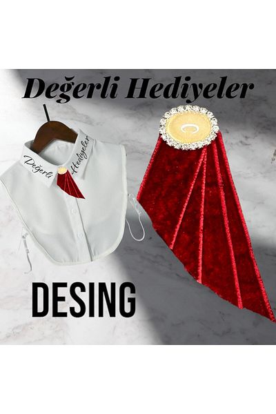 AGH Değerli Hediyeler New Year's Collar Ribbon New Year's Brooch Velvet Brooch Collar Jacket Bag Accessory