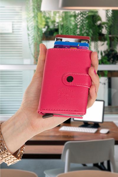 Newish Adelina Soft Textured Automatic Mechanism Card Holder Wallet with Clasp