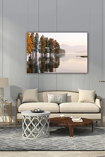 CANVASUM Dijital Baskılı Modern Doğa-Manzara Temalı Ağaç Ahşap Kanvas Tablo A...