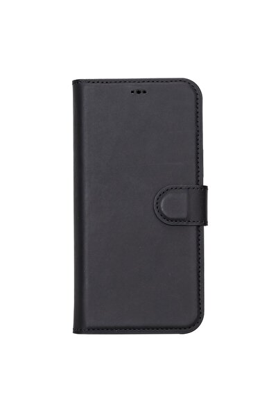 PLM Apple iPhone 13 Pro Uyumlu Deri Cüzdanlı Kılıf Liluri G1 Siyah