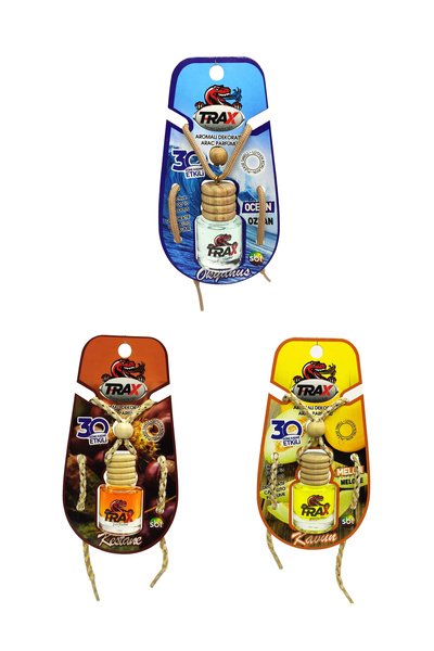 TRAX Okyanus,Kestane,Kavun - 3'lü Aynaya asmalı oto koku seti