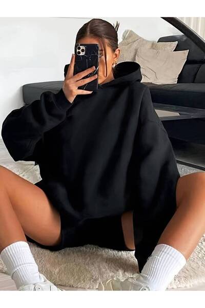 Machetta Φούτερ με κουκούλα Unisex Plus Size Μαύρο Chicago με στάμπα με κουκούλα