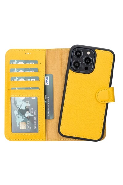 PLM Apple iPhone 14 Pro Max Uyumlu Deri Cüzdanlı Kılıf MWWN FL12