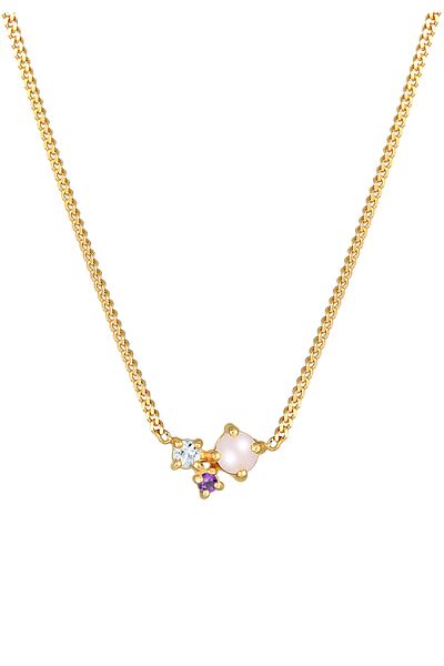 ELLI Halskette Damen Rosenquarz Amethyst und Topas Edelstein Anhänger in 925 Sterling Silber vergoldet