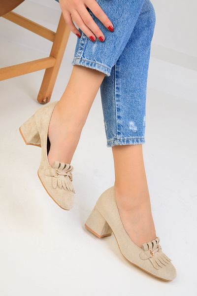 SOHO Nude Suede Women's Classic Heeled Shoes 18627