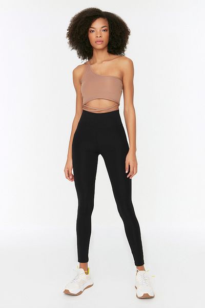 Trendyol Collection Schwarze, gestrickte Sport-Leggings mit Push-Up-Effekt in voller Länge TWOAW21TA0030