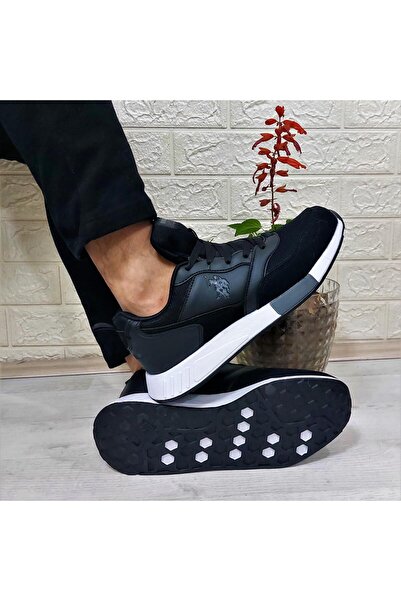 U.S. Polo Assn. حذاء رياضي رجالي من يو اس بولو جانكو بلاك فايلون بنعل خفيف