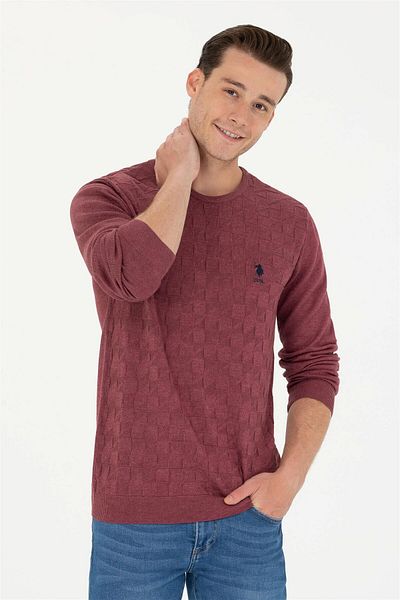 U.S. Polo Assn. Мъжки червен червен пуловер Basic