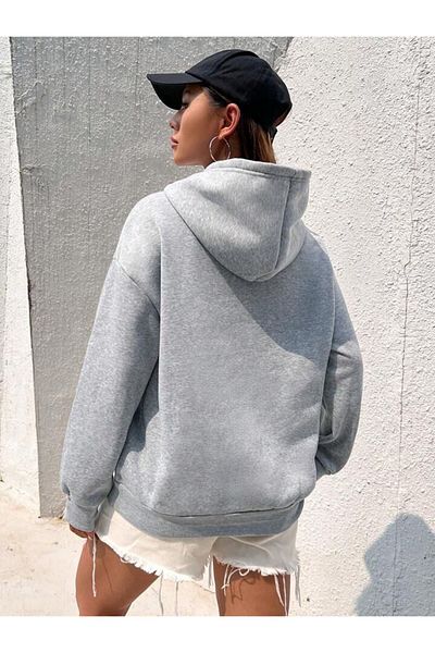 Machetta Φούτερ με κουκούλα Unisex Plus Size Grey California με στάμπα με κουκούλα