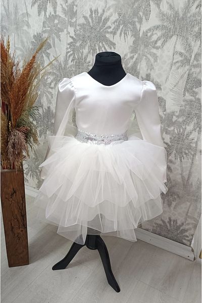 babysmile White Long Sleeve Tutu Dress