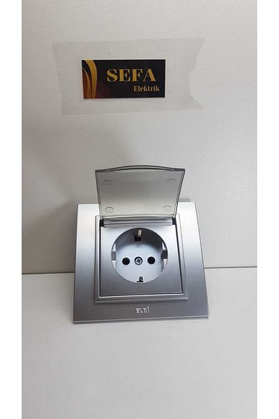 ELBİ ELBİ ZENA SILVERLINE SERIES WITH METALLIC GRAY COVER AND GROUNDED SOCKET FRAME