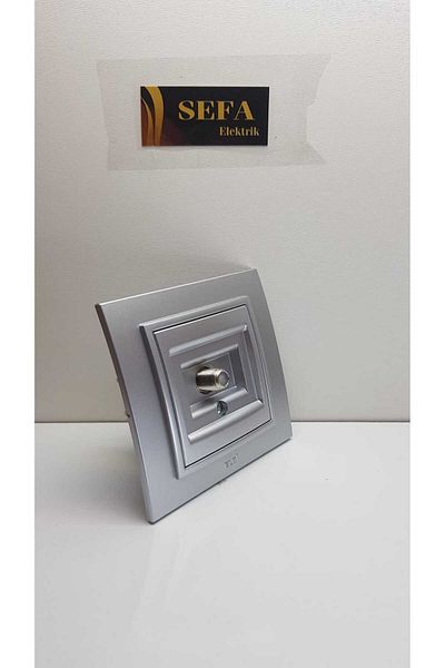 ELBİ Silverline Series - Metalic Gray Satellite Socket (with F Connector) Elbiz Zena with Frame