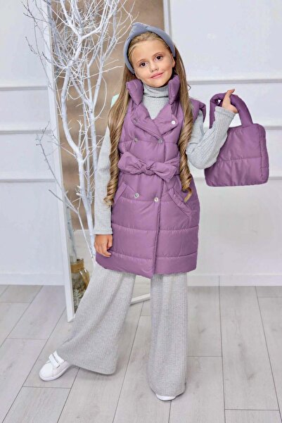 Riccotarz Trening mov evazat cu nervuri pentru fete, cu vestă puf și geantă
