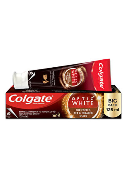 Colgate ( FIRÇALIK HEDİYE ) Colgate Optic White Kahve, Çay ve Tütün Kullananlar İçin Diş Macunu 125 ml