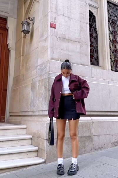 FMN Moda жіночий м'який чаша замша текстура тканини підкладка кишені і кнопка деталь великого розміру pinterest пальто куртка