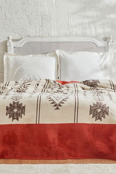 Karaca Home Raya Double Cotton Blanket Tile