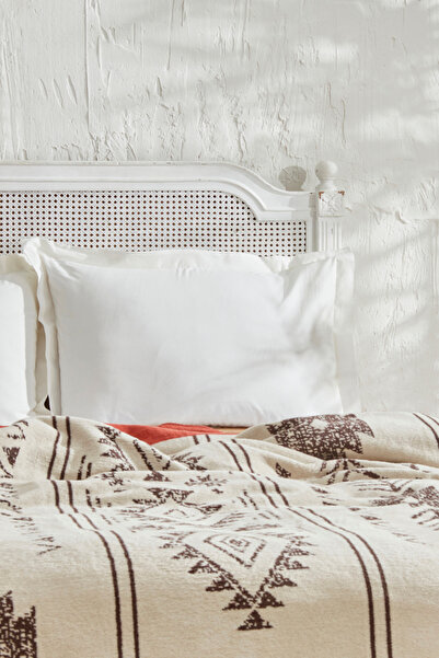 Karaca Home Raya Çift Kişilik Pamuk Battaniye Kiremit