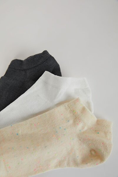 DeFacto Women's 3-Piece Cotton Booties Socks