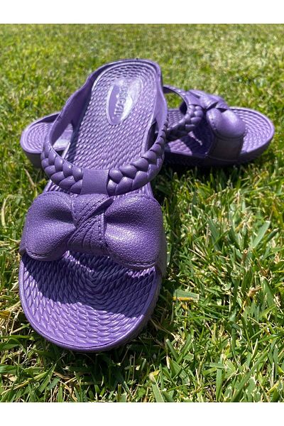 KAŞGARLI Kashgar Women's Bow Model Non-Slip Sole Beach Pool Garden Terrace Slippers