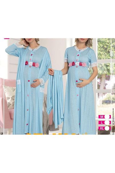 skycott JENIKA Women's Pregnant Dressing Gown 2-Piece Nightgown Set
