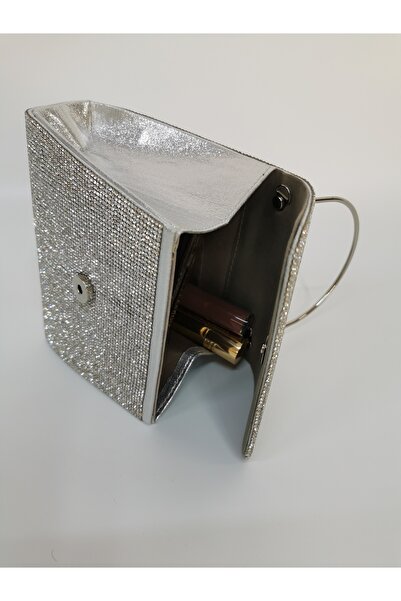 NAZART Γυναικείο Ασημένιο Βραδινό Φόρεμα Clutch Portfolio Χειρός Νυχτερινή τσάντα αρραβώνων γάμου