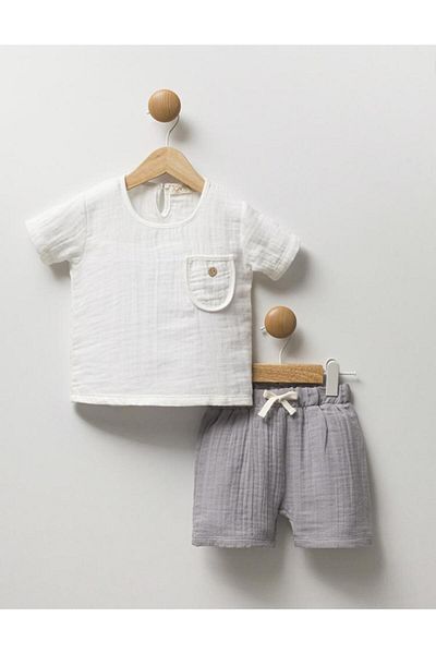BABY FRESCO طقم علوي من قماش الموسلين للأطفال